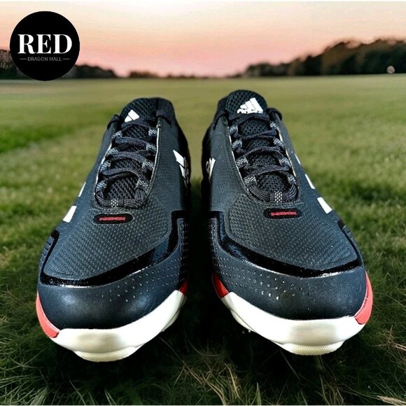 Adidas Icon 7 S23858 Black Red Metal Baseball Cleats Sneakers - Men's Size 16 - Picture 4 of 14